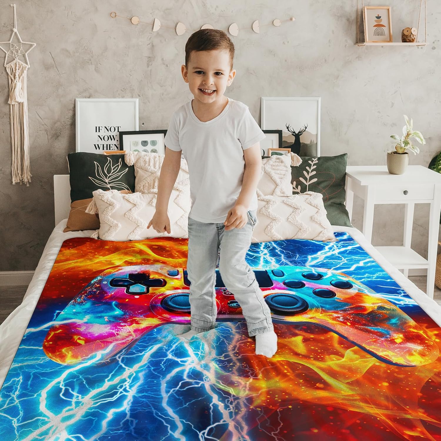 Game Blanket Gift for Boys Men Gaming Throw Blankets for Kids Adults, 60x80 Inches Lightweight Cozy Cool Throw for Sofa Couch Bed Office