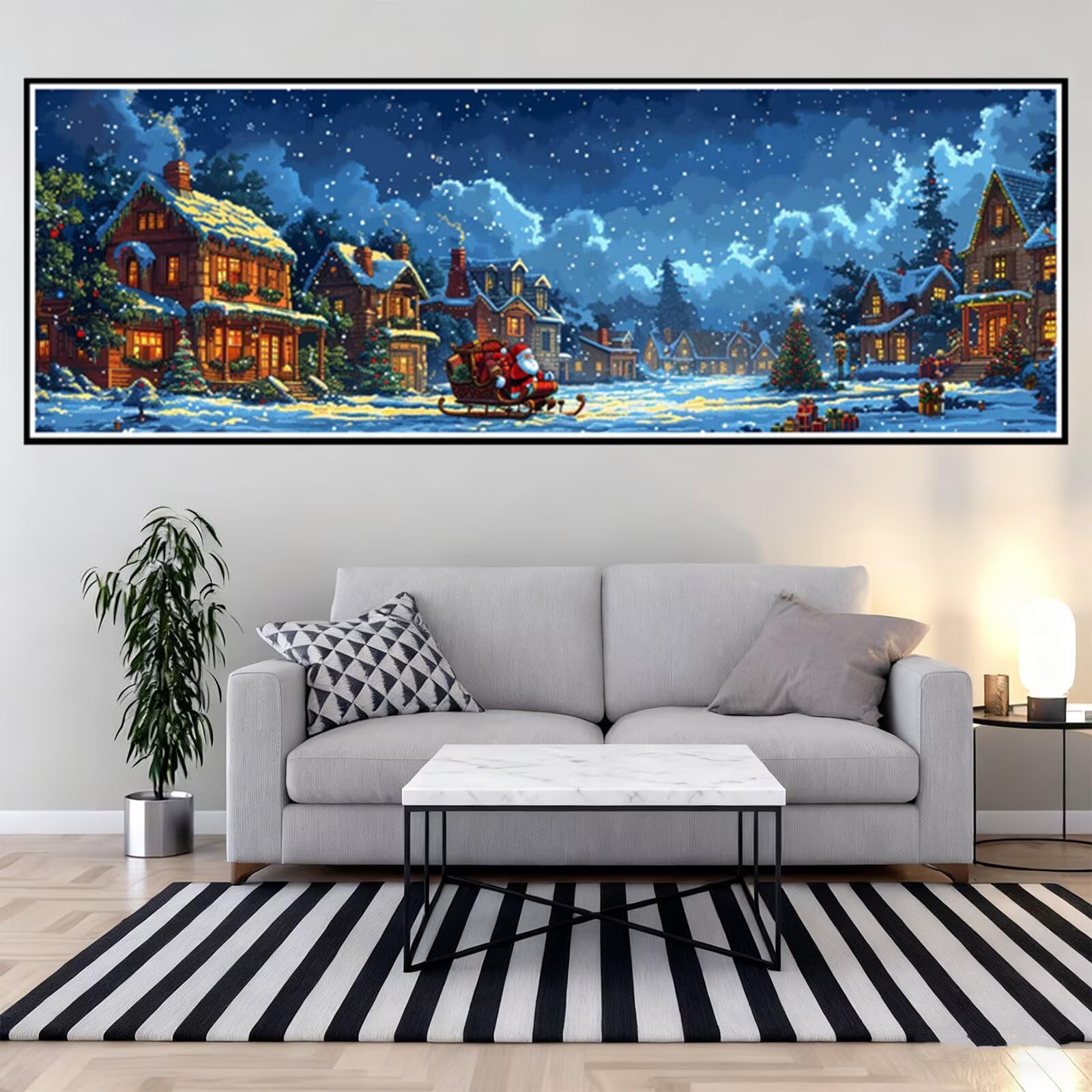 Diament Malarstwo Płatek śniegu Diament Malarstwo Dorosły XXL 240 x 80 cm, 5D Diament Malarstwo Krajobraz Haft Diament Pełny zestaw, DIY Diamenty Obraz Aktywny Ręczny Dla Dorosłych, Dekoracja ścienna