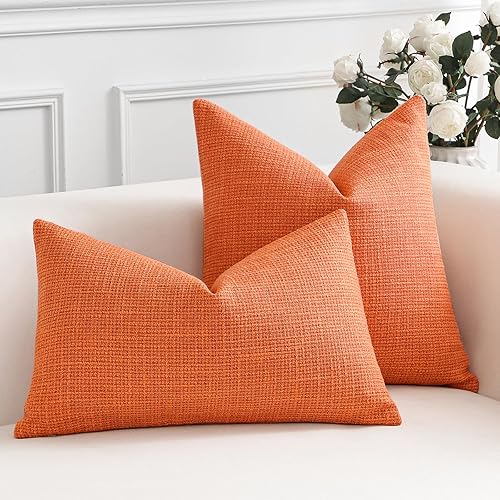 Miniatura 6 de OTOSTAR Juego de 2 fundas de almohada de lino cuadradas decorativas para otoño, 16 x 24 pulgadas, para decoración del hogar, sofá, dormitorio,