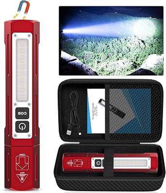 Banral Rechargeable Flashlights High Lumens - Super Bright Small Pocket Magnetic Flashlight, 8 Modes LED Tactical Flash Light, Dual Button Powerful Flashlight for Camping 1, Red