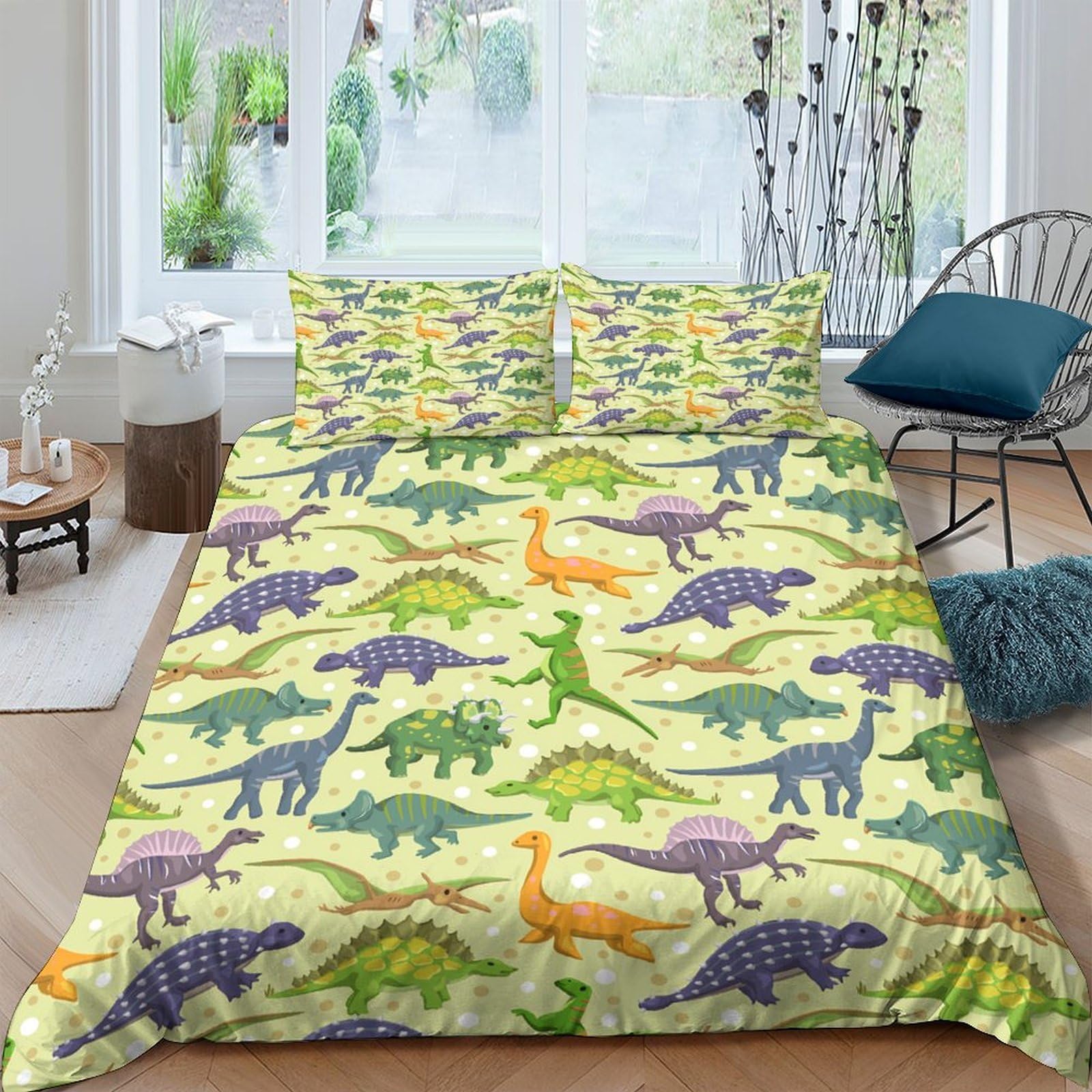 Ctjqhvkz Style-8 3D Printed Colorful Dinosaur Fitted Sheet Microfiber Anti-Slip Cartoon Bed Cover For Kids Teens Bedroom Decor Easy Care Single（135X200cm）