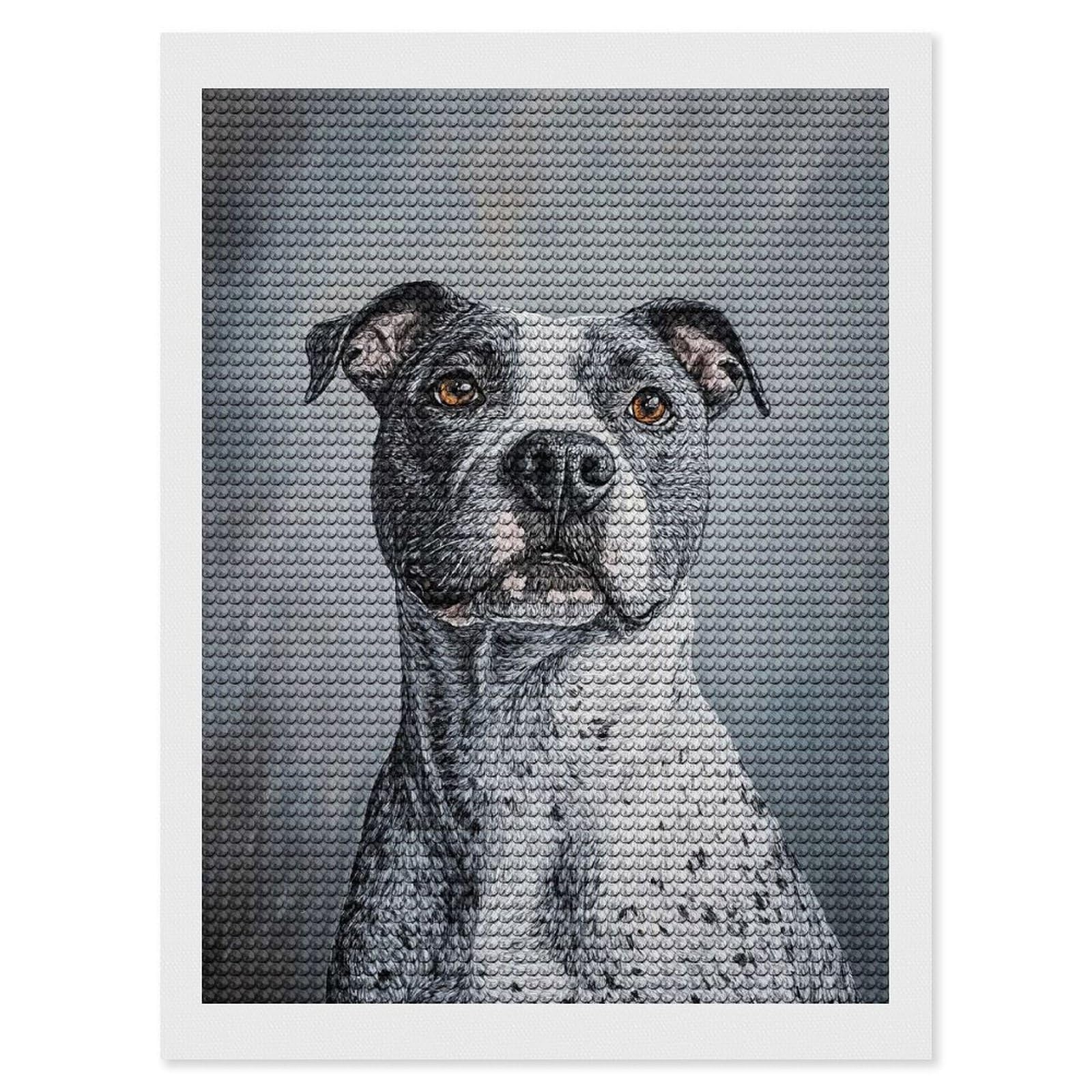 Junmoney Pit Bull Portrait Diamond Painting Canvas Set 12"x16", Mindful Craft Activity, Nice Detail and Sparkle, Farmhouse Decor, Birthday Gift