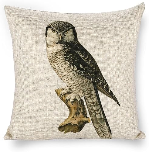 Miniatura 1 de Funda de almohada de lino con patrón de búho de 18 x 18 pulgadas, funda de cojín decorativa de doble cara para sofá, cama, silla y automóvil