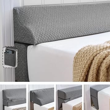 Bed Wedge Gap Filler King Size, Wedge Pillow for Headboard Gap, 76106 in | Foldable Mattress Gap Filler, Close The Gap 07",Between Headboard and Mattress, Bed Crack Pillow, Gray