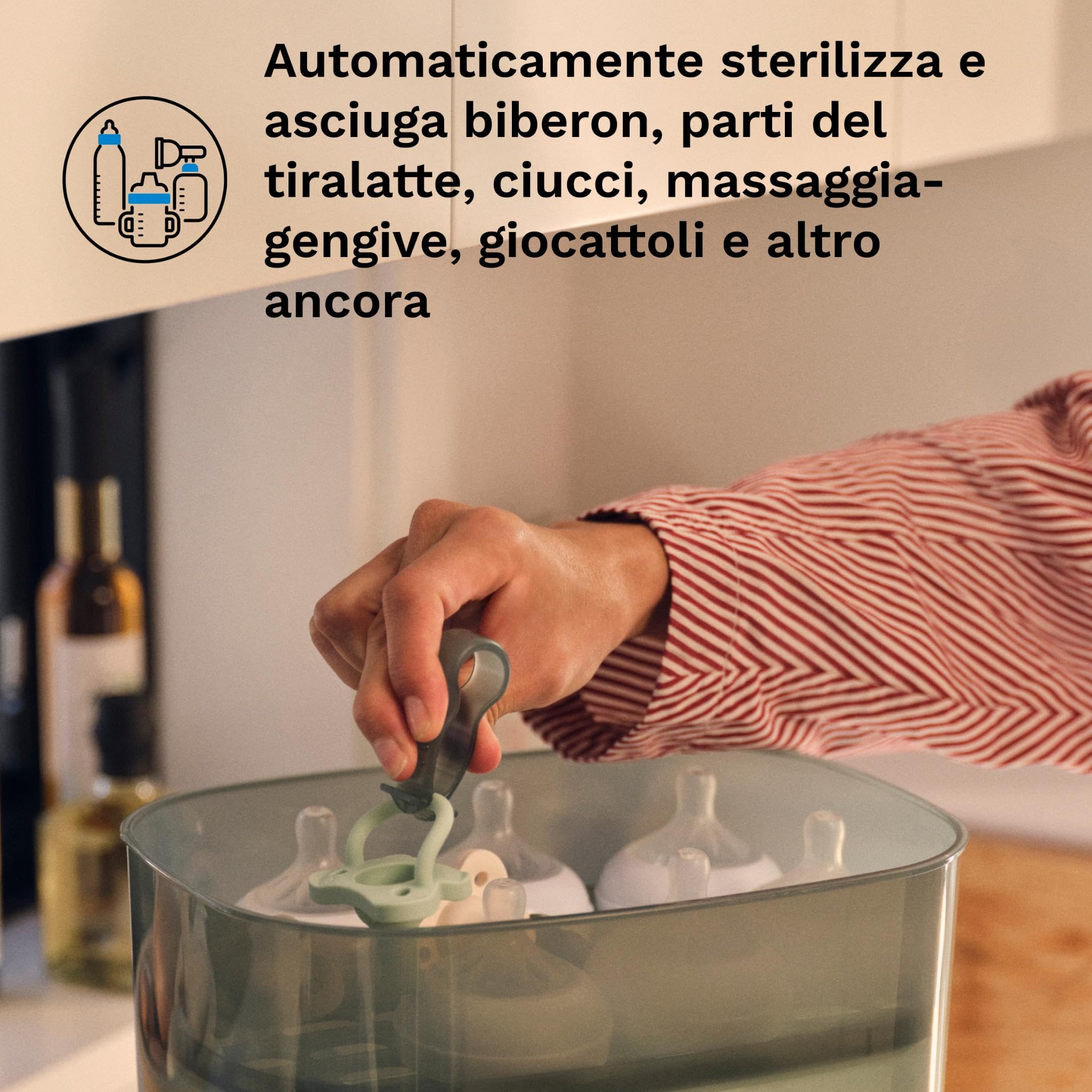 Baby Brezza Sterilizer Dryer Advanced – Sterilizzatore a Vapore per Biberon 4 in 1-33% più veloce, extra capiente con Filtro HEPA – Asciuga Biberon e Sterilizzatore Neonato universale