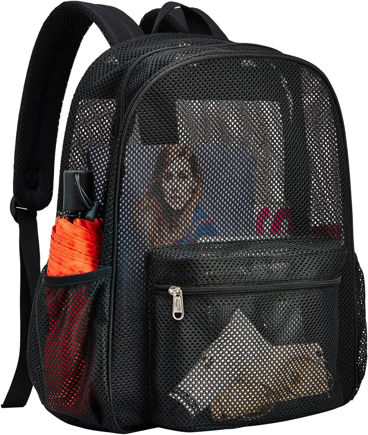 Heavy Duty Semi-Transparent Mesh Backpack，See Through College Student Backpack