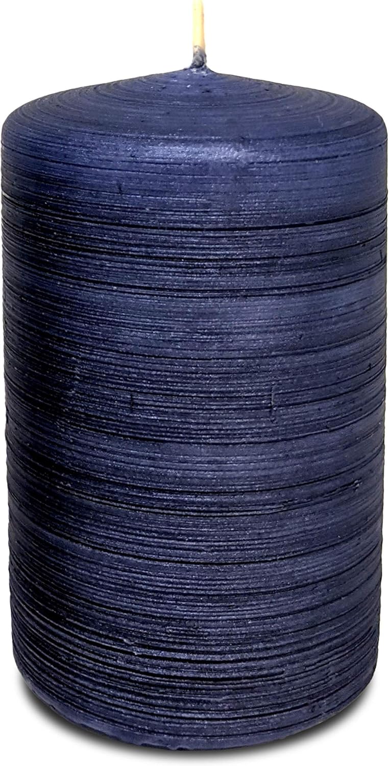 Hyoola Brushed Metallic Pillar Candles - 6 Pack - Navy Blue Pillar Candles - European Made Decorative Pillar Candles - 2.4 Inch x 4 Inch : Home & Kitchen