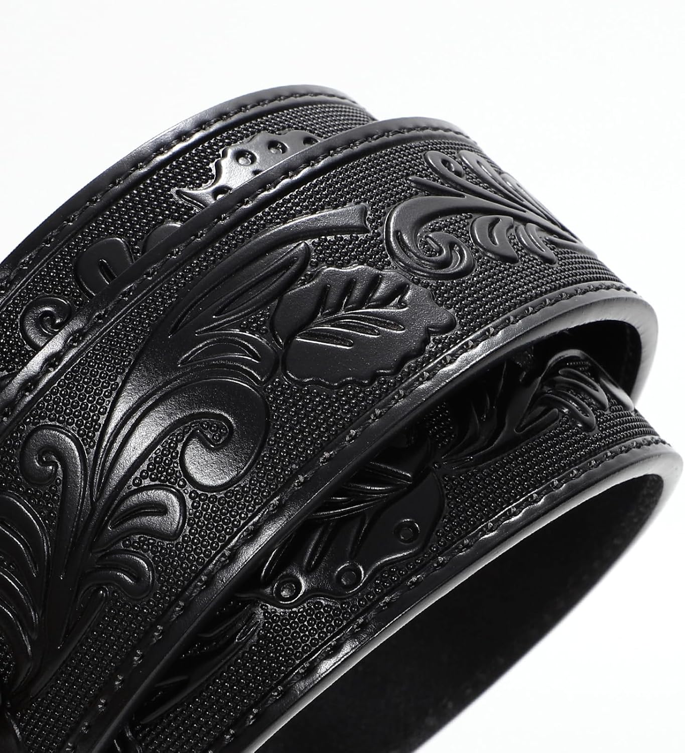 SANSTHS Western Belt Cowboy Belts for Men Women, Western Leather Belts Bull Buckle Belt Embossed Leather Belt for Jeans - Image 4
