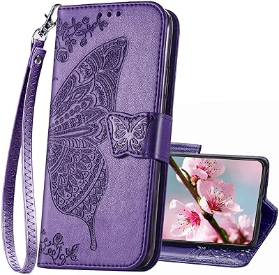 Designed for Samsung Galaxy S23 5G Case Wallet,Women Flip Folio Cover with Butterfly Embossed PU Leather Kickstand Credit Card Holders Slots Wrist Strap Phone Case for Samsung S23 5G 6.1