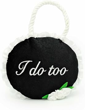 ZippyPaws Wedding Toy - Dog Squeaky Toy to Keep Them Busy, Cute Plush for Small, Medium, Large Dogs, Stuffed Puppy Toy, Pet Products, Gift for All Breeds, 2 Round Squeakers - "I Do Too" Wedding Sign