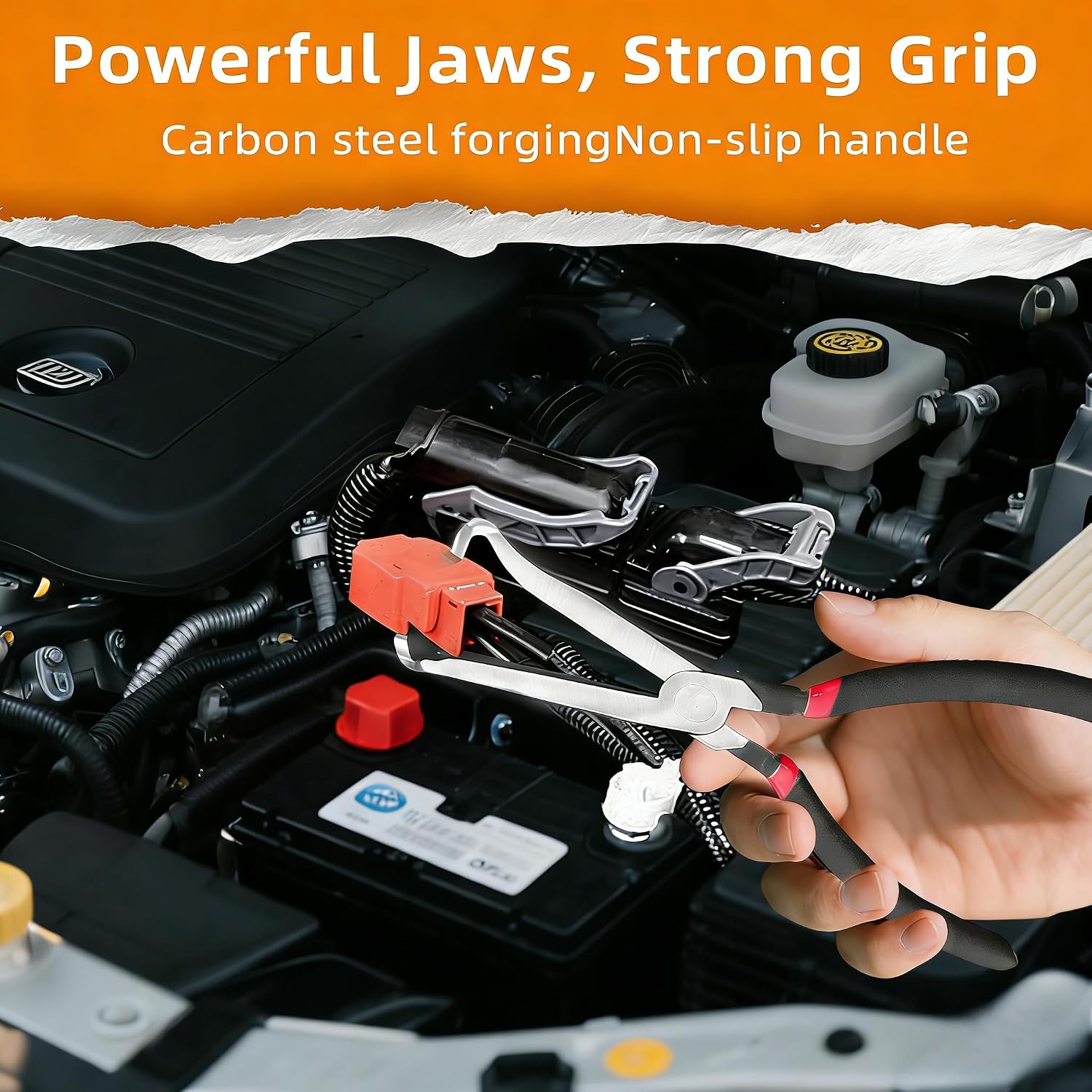 7PCS Electrical Disconnect Pliers Set with Leather Storage Case, Automotive Connector Removal Tool Kit for Push Tab Style Plugs, Fuel Injectors, Sensors & Relays, Car Repair Tools for Mechanics