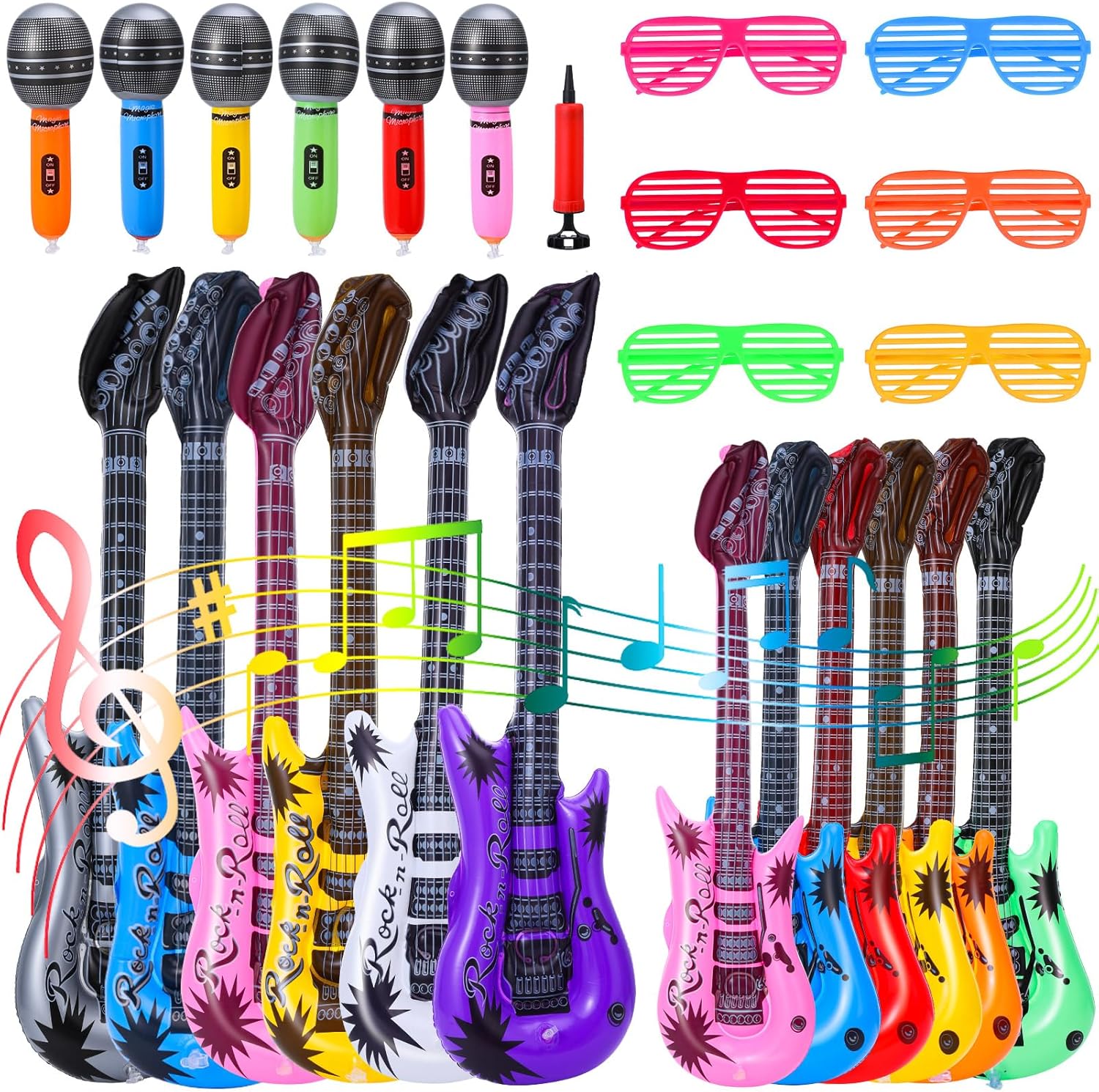 GSrenyu 25 Pcs Inflatable Guitar,Inflatable Microphone,Inflatable ...