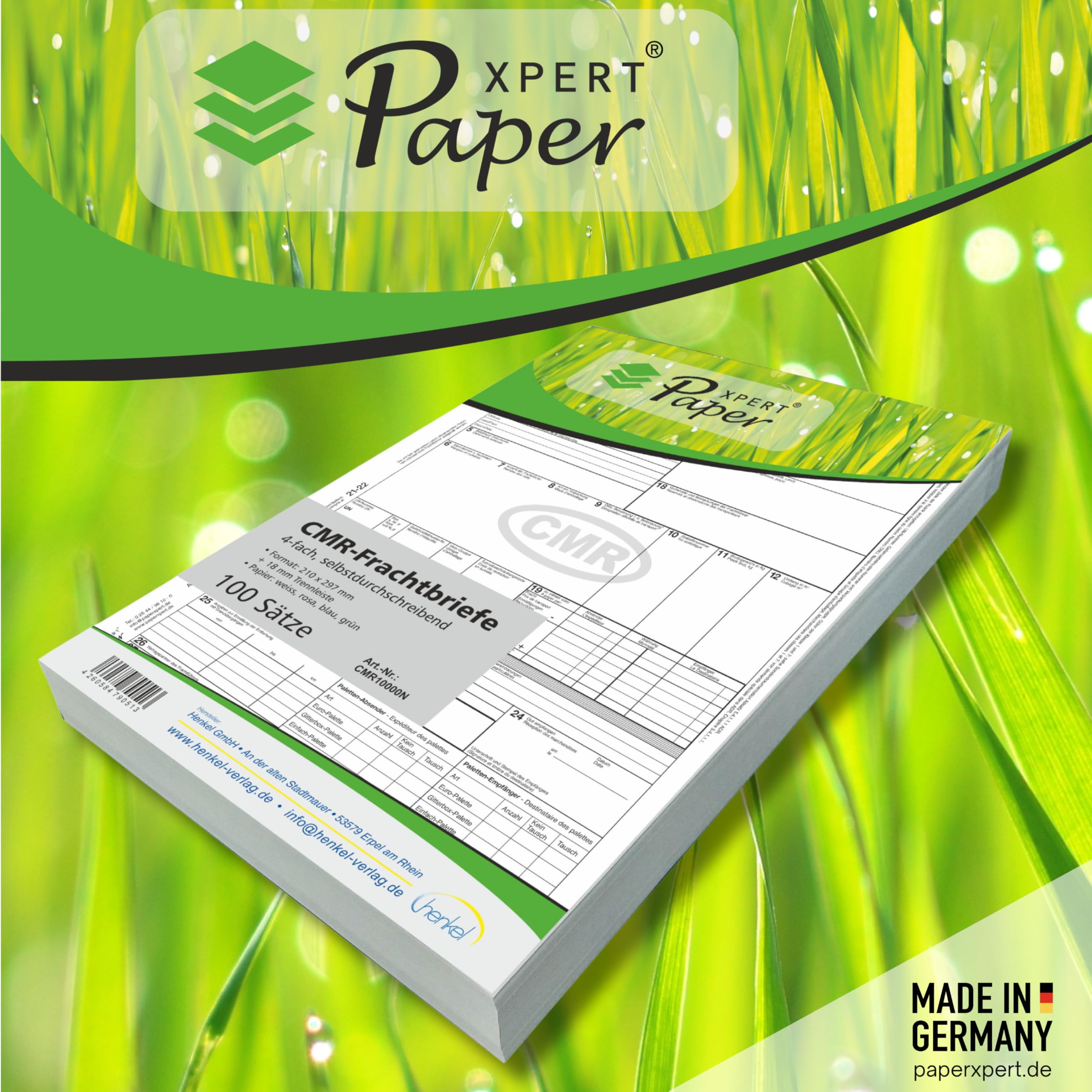 CMR Lot de 100 lettres de fret autocopiantes 4 compartiments Transport international ADR