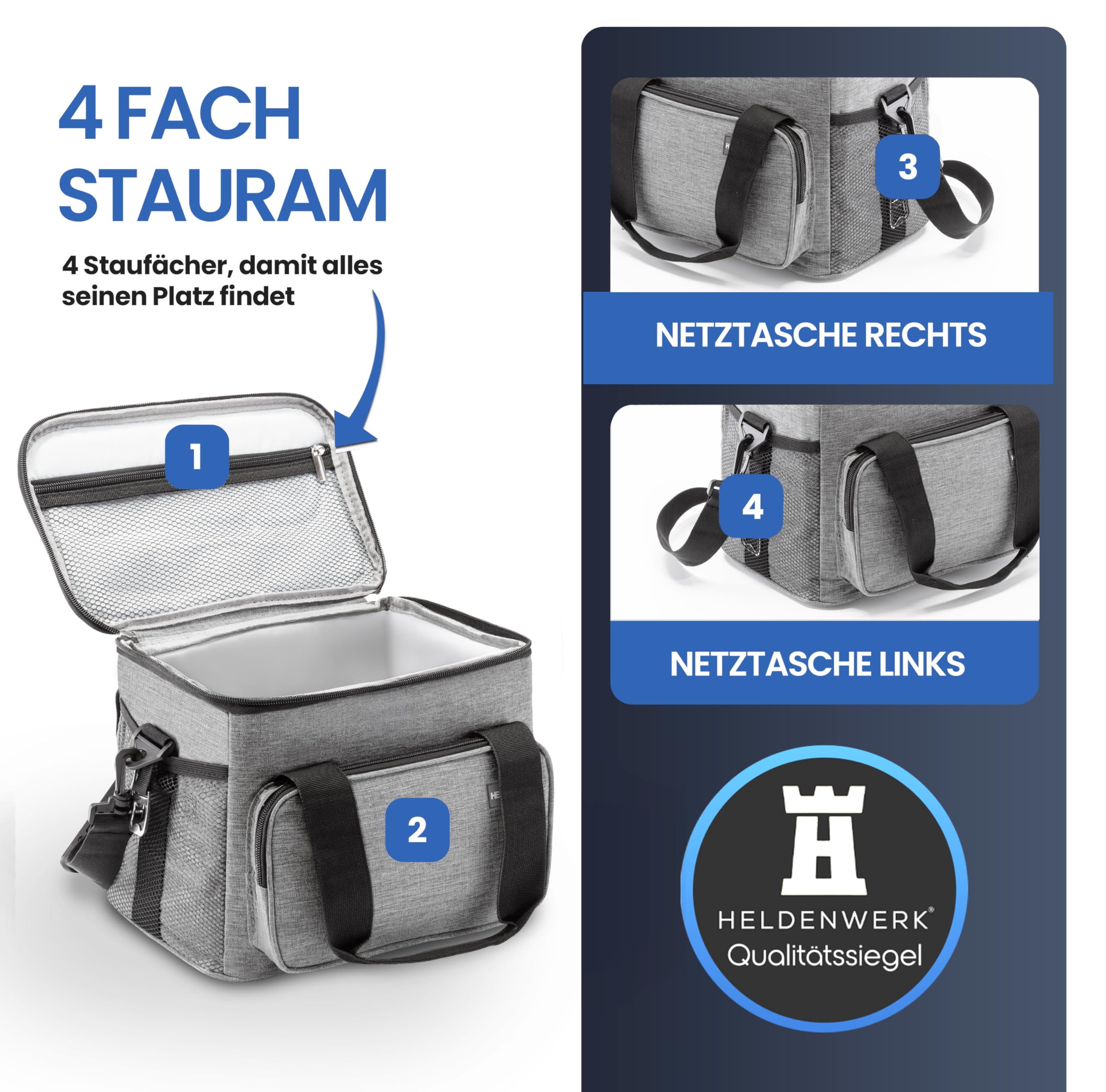 HELDENWERK Borsa Termica 10 Litri - Impermeabile Per Pranzo, Picnic E