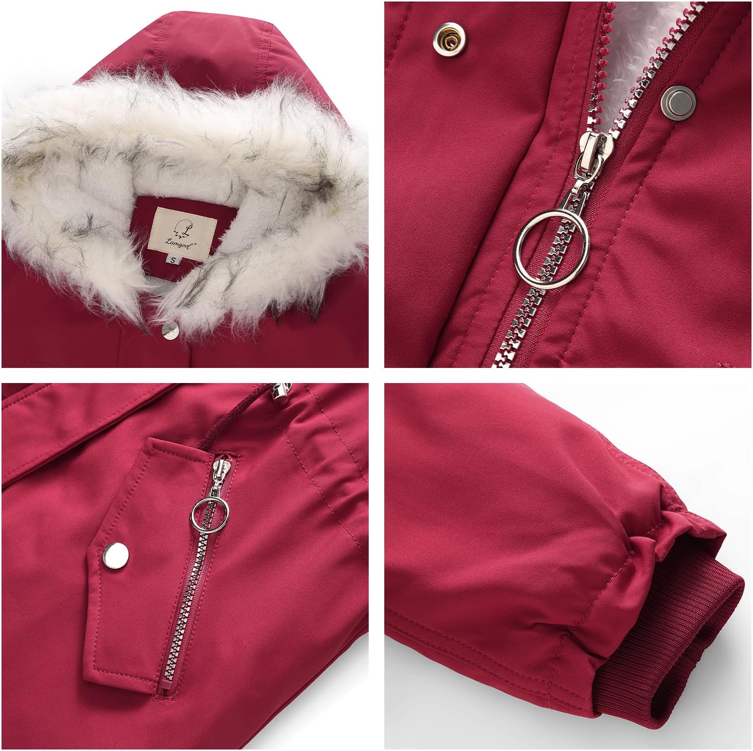 Lamgool Winter Coats for Women Warm Sherpa Fleece Long Back Jacket Thicken Parka with Hood