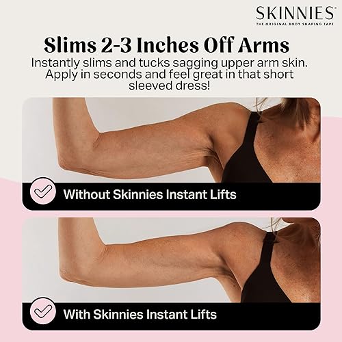 Miniatura 3 de Skinnies - Cinta de brazo patentada y fabricada en Estados Unidos, cinta de levantamiento de brazos para brazos flácidos, invisible y resistente al