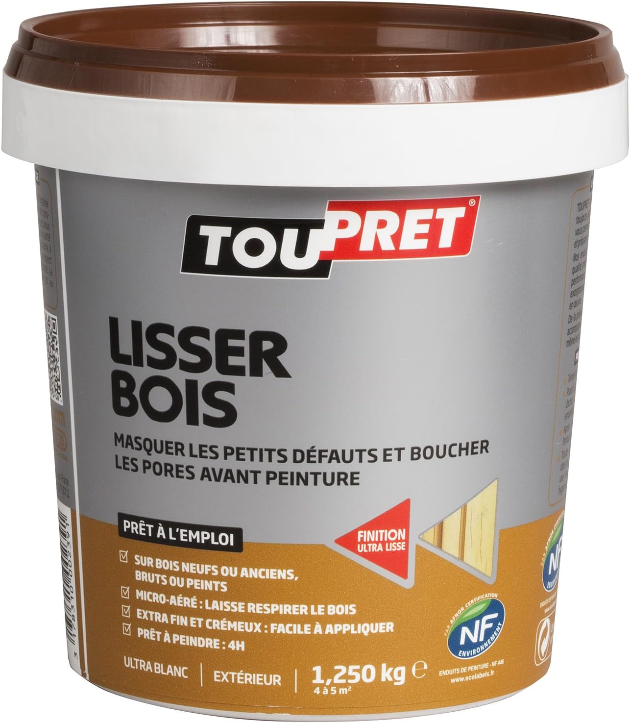 Toupret 460020 Wood Smoothing Paste to Conceal Imperfections/Pores Before Painting, 1.25 kg