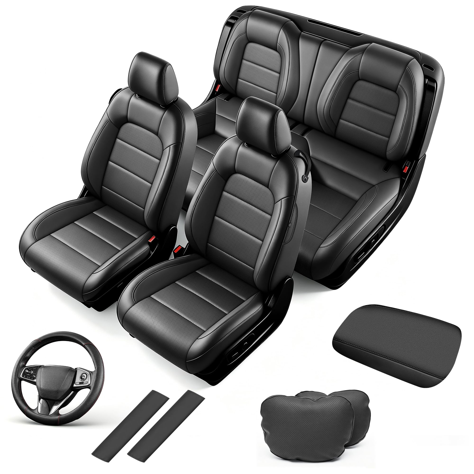 AOMSAZTO Custom Fit Seat Covers for Ford Mustang Coupe 2015-2026 Black