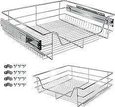 AREBOS 60 cm Telescopic Pull Out Drawer | Storage Basket for Kitchen, Wardrobe, Bedroom or Workshop | Smooth Sliding and Easy Assembly