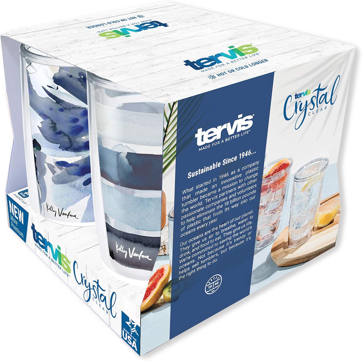Tervis Kelly Ventura Crystal True Blue Collection Made in USA Double Walled Insulated Tumbler Travel Cup Keeps Drinks Cold & Hot, 16oz 4pk, Assorted - Image 14
