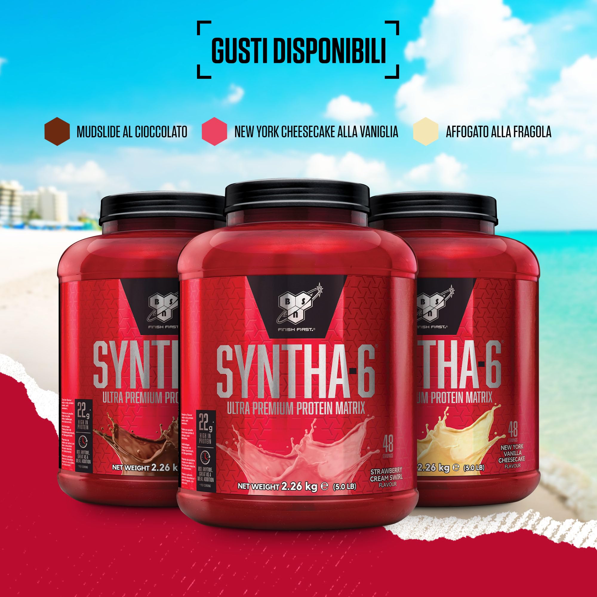 BSN Syntha 6, Proteine in Polvere di Altissima Qualità per la Crescita e il Recupero Muscolare, Alto Apporto Proteico e Basso Contenuto di Zuccheri, Gusto Mudslide al Cioccolato, 48 Porzioni, 2.26 kg