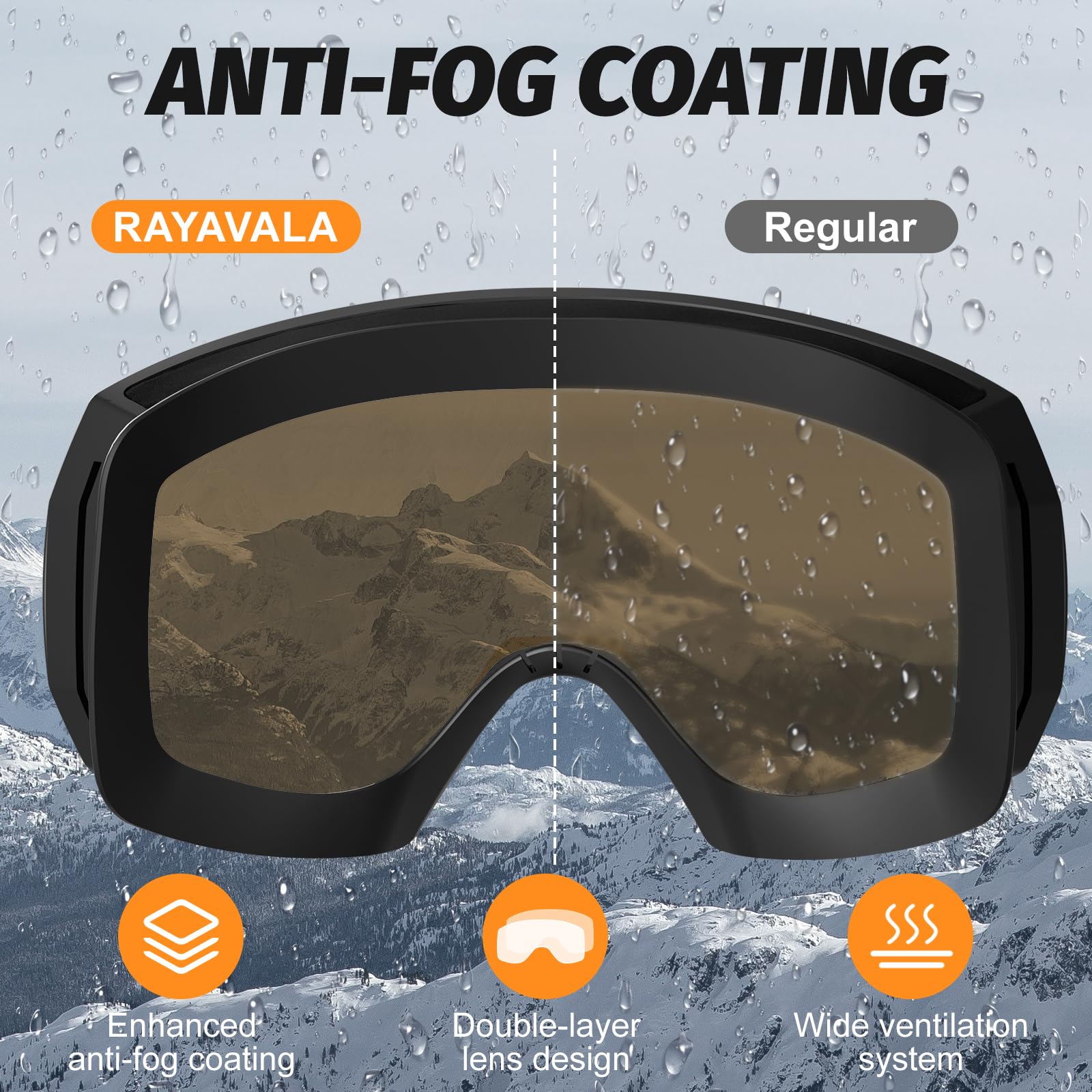 Occhiali da sci Snowboard Snowmobile Uomini Donne Giovani, Anti Nebbia Sopra Occhiali OTG Snowboard Sci Neve Sport Occhiali Adulto