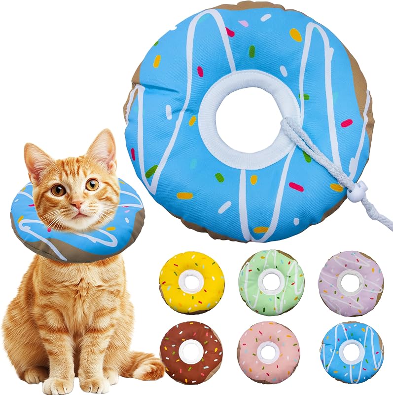 Colar Cone de Recuperação Macio e Ajustável para Gatos Seyezo Impermeável Azul, Tamanho S