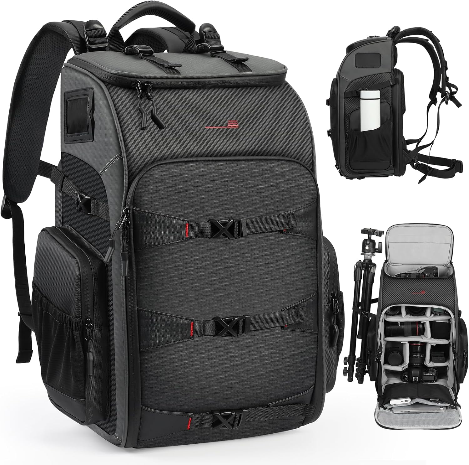 Camera Backpack Professional Bag 40L DSLR/SLR Mirrorless Travel Case Photography Tactical Compartment Compatible with Canon/Nikon/Sony Camera Holder Tripod Birds Lens Laptop