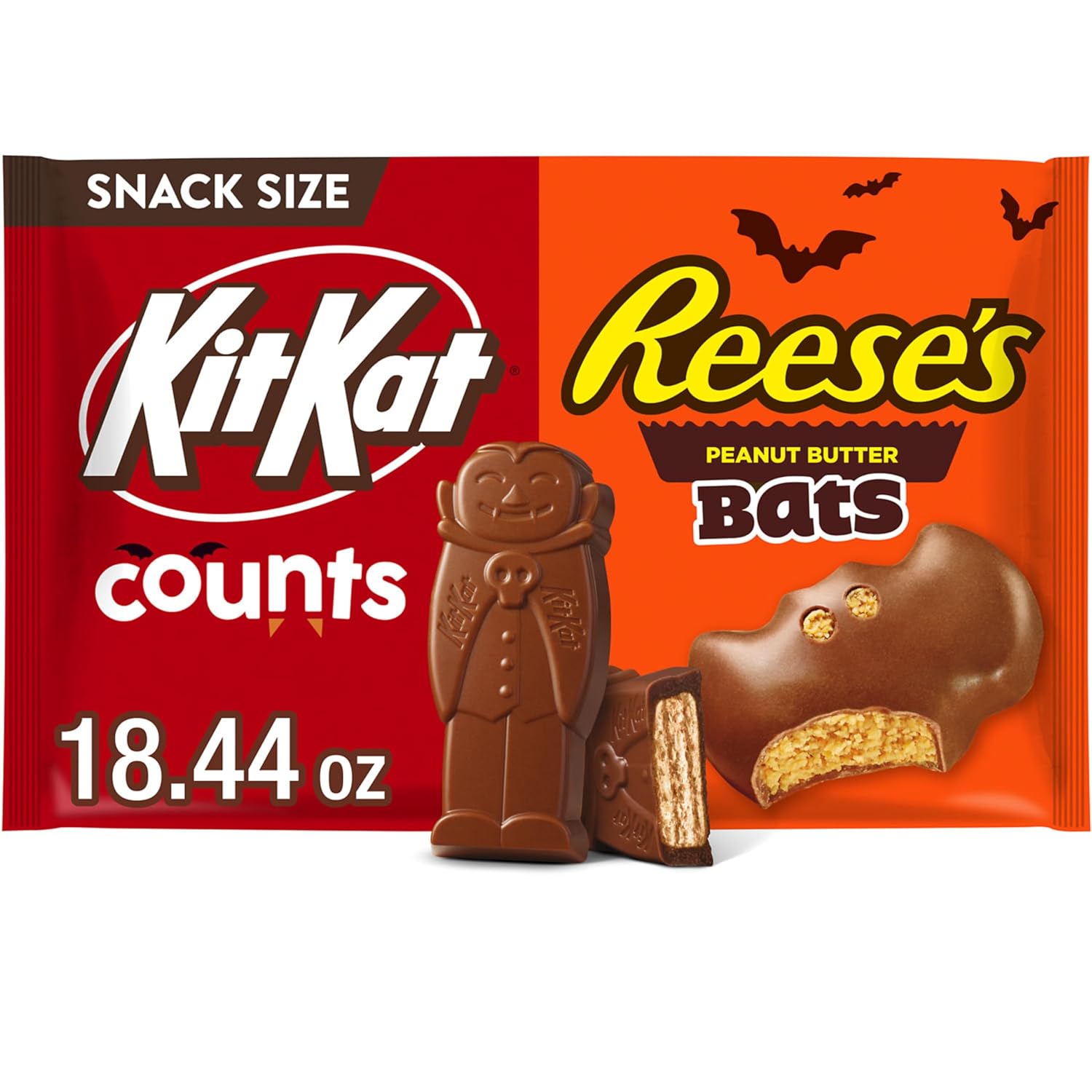 KIT KAT and REESE'S Assorted Milk Chocolate Snack Size, Halloween Candy Bag, 18.44 oz (30 Pieces)