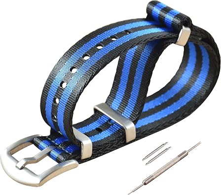 Nylon Watch Band Replacement Brushed Buckle 18mm 20mm 22mm 24mm