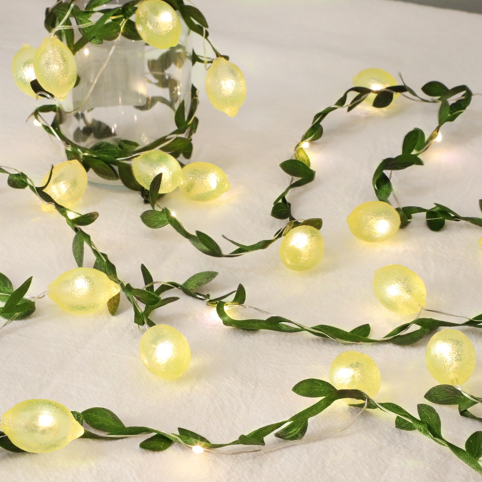 3D-LED-Lichterkette, USB/batteriebetrieben, mit Fernbedienung, Timer, 3 m, 40 LEDs, Zitronen-Glühbirnen mit Zweigen, Blättern, Lichterkette für Schlafzimmer, Geburtstag, Garten,