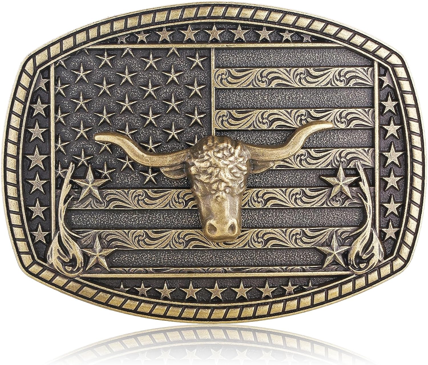 HUABOLA CALYN Western Cowboy Cowgirl Belt Buckle, Long Horn Bull Western Belt Buckle for Men Women