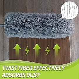 IVYROLL Cobweb Duster with Extension Pole, 100\'\' Microfiber & Chenille Ceiling Cleaner Kit, Reusable Feather Duster, Bendable, Washable