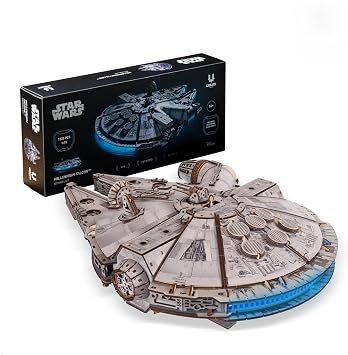 UGEARS Star Wars TM Millennium FalconTM Wooden 3D Puzzles for Adults - DIY Mechanical Model Kit, 3D Puzzle Brain Teaser Puzzles for Adults, Wood Model Building Kits, Hobbies for Men and Women