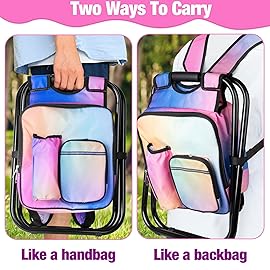 Kikerike Backpack Stool Cooler Chair Heavy Duty 300 LBS Max Load Portable Lightweight Stool Backpack Folding Fishing Cooler Seat for Camping Hunting Fishing - Multicolor