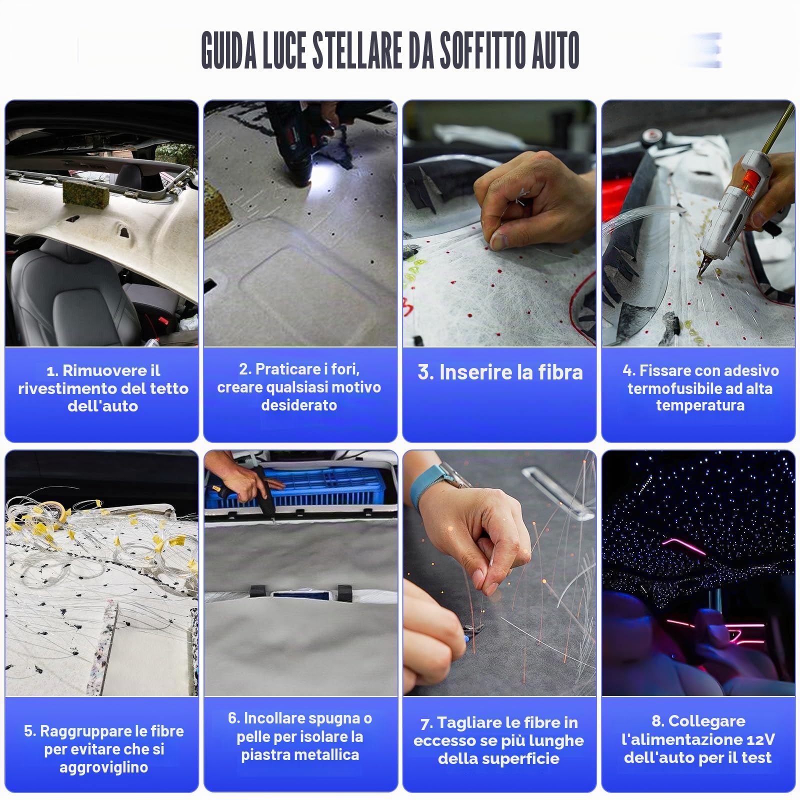 32W Twinkle RGBW Fibra Ottica, 1000pcs of (0.75+1.0+1.5mm)*4m Cielo Stellato LED Con APP Bluetooth/Remote/Controllo Musica, Fibra Ottica Cielo Stellato per Auto/Casa/Teatro