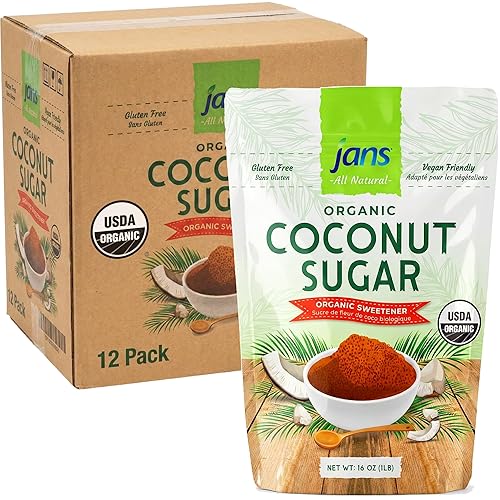 Miniatura 9 de Jans Azúcar de coco orgánico, 16 onzas, azúcar de palma de coco natural, azúcar de coco moreno, sin refinar, sin OMG, azúcar sin gluten, alternativa