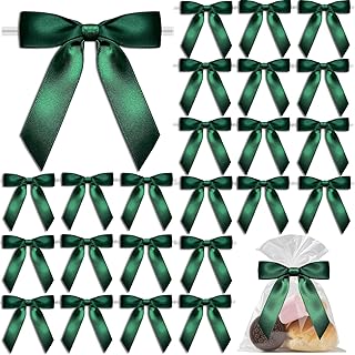 60 PCS Bows for Gift Wrapping - 3" Premium Satin Ribbon Bows Premade Twist Tie Bow for Treat Bags Cake Pop Bow for Wedding Favors Small Bows for Baby Shower Decorations