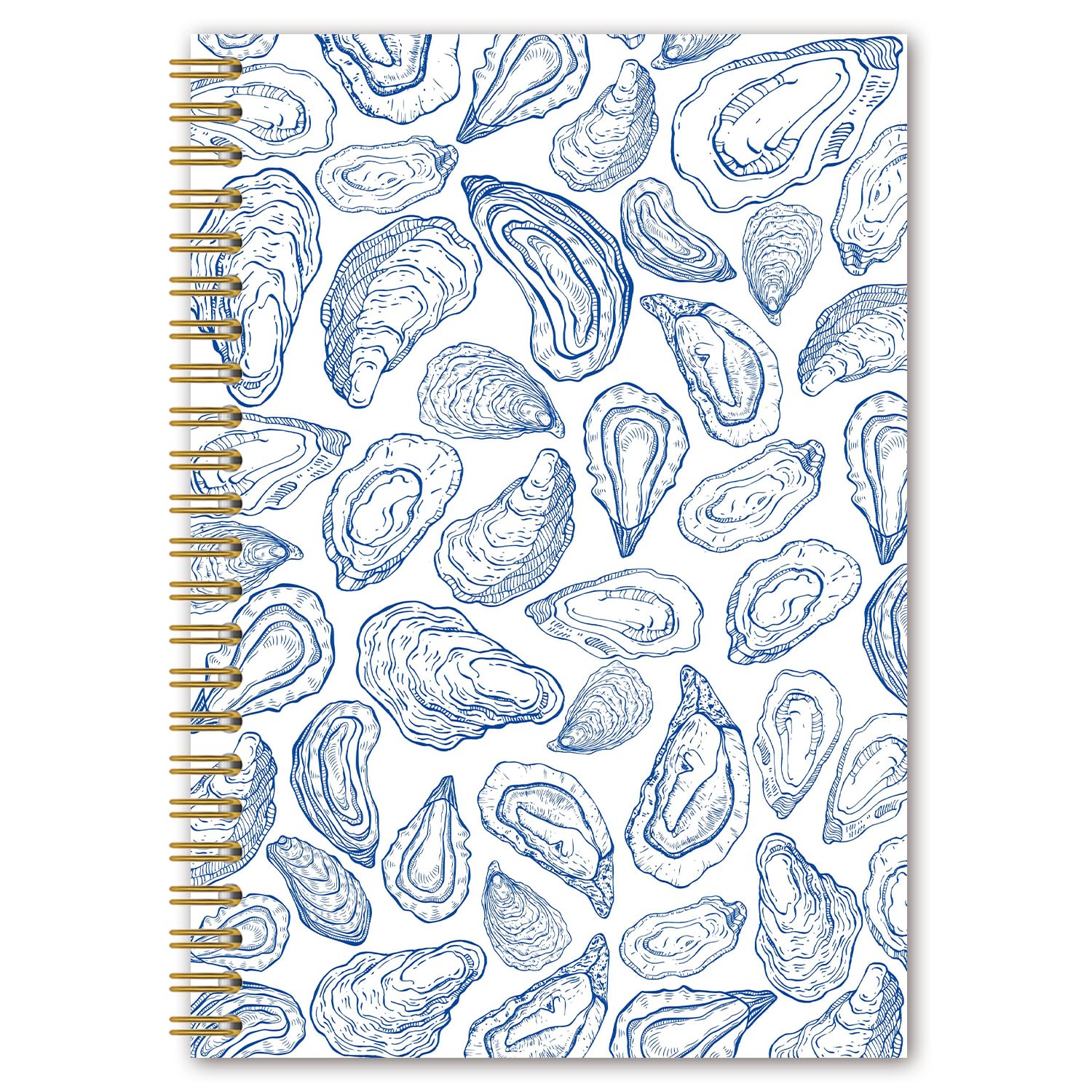 BEHIFL Blue Coastal Oyster Spiral Notebook, Beach Oyster Shell Journal, Gifts for Beach Ocean Lovers, Marine Biology Notebook, Ocean Themed Gifts Journal, 5.5x8.3 Inches