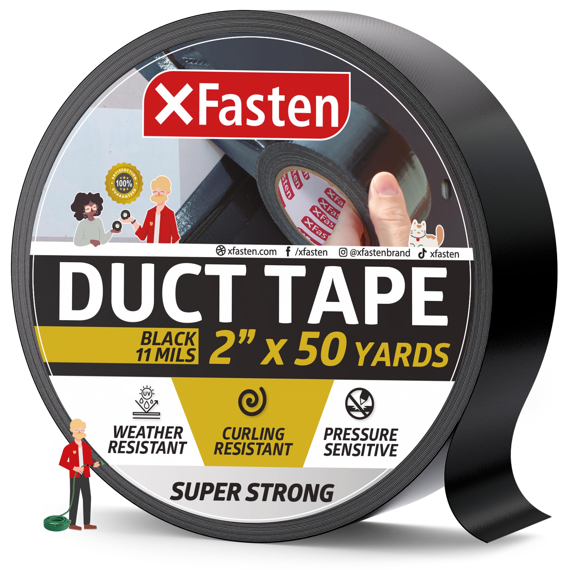 XFasten Super Strength Duct Tape, Black, 2
