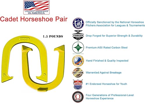 Miniatura 9 de Herraduras ligeras de lanzamiento de cadetes - NHPA sancionadas para jugar en torneos - Acero forjado en caída - Un par (2 zapatos)