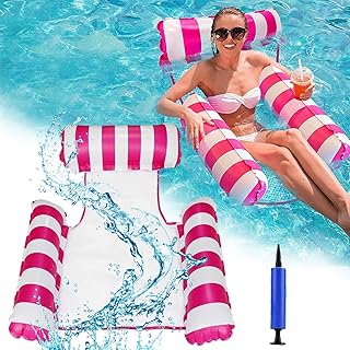 CUIFULI Inflatable Swimming Pool Floats Hammock - 4 in 1 Water Hammock (Saddle, Lounge Chair, Hammock, Drifter) Pool Inflatables for Adults Kids Pool Float Hammock Relaxing Lounger Floating Chair Bed