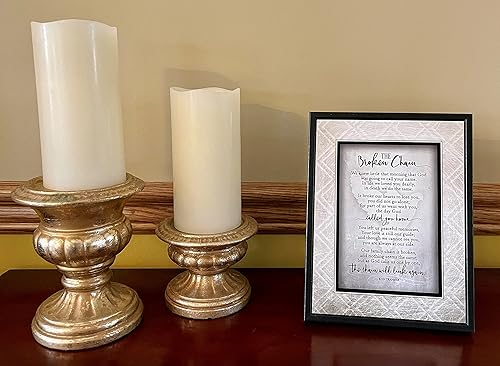 Placa de marco de madera con cadena rota, fabricada en los Estados Unidos, decoración de pared y mesa de 6.5 x 8.5 pulgadas, caballete y gancho para