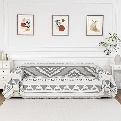 Miniatura 20 de MYSKY HOME Fundas para sofá, fundas lavables para sofá modular, funda de 3 cojines, protector de muebles con borlas para niños, perros y mascotas,