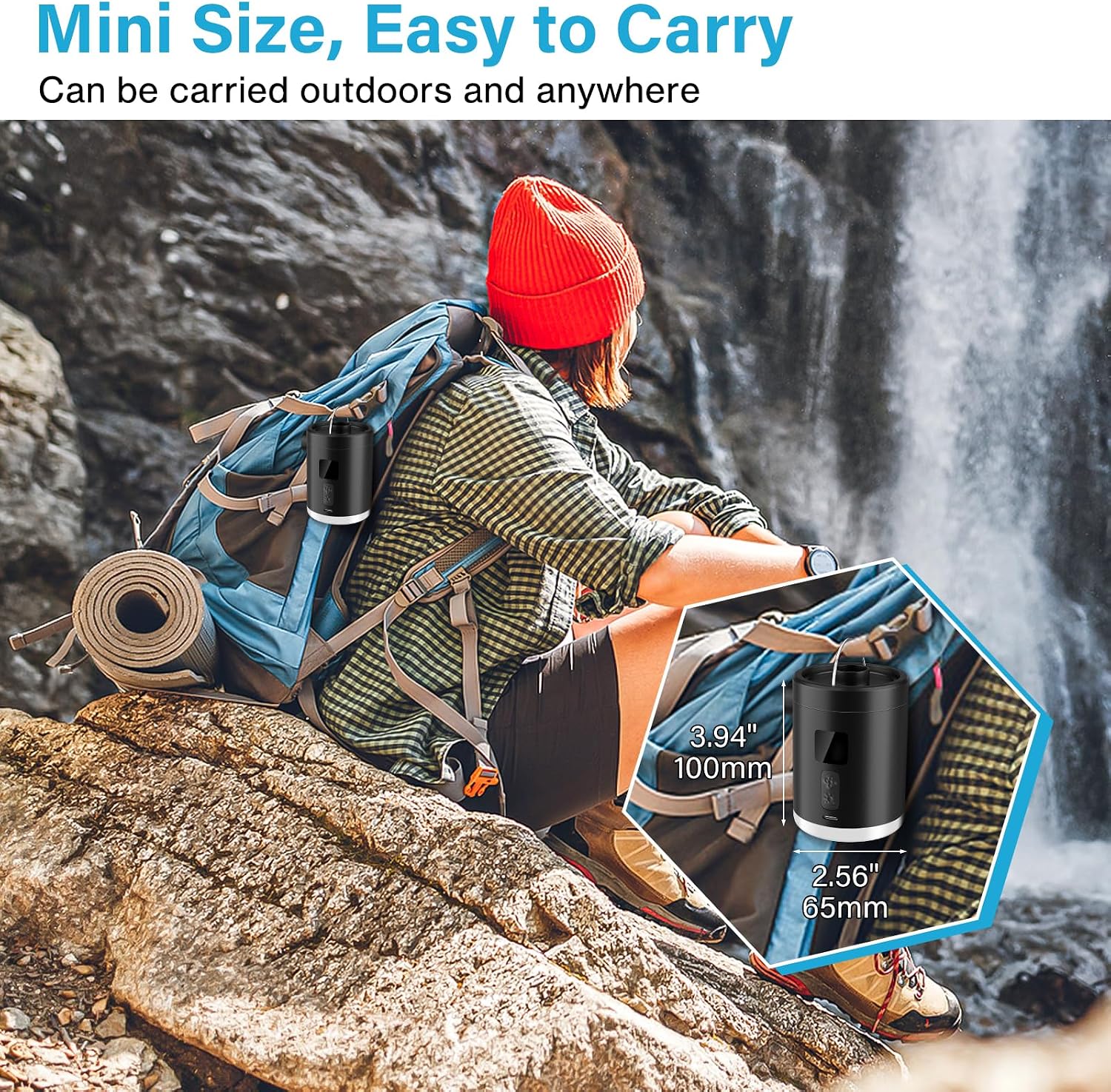 Portable Rechargeable Air Pump & Camping Light, Mini Electric Pump for Pool Floats, Sleeping Pads, Vacuum Storage Bags, USB-C Cordless Inflator for Camping, Travel & Home Use
