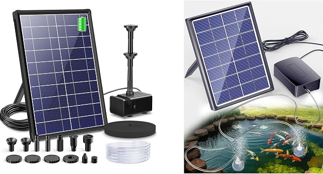 Biling 8W Solar Fountain Pump & Solar Aerator for Pond with 2200 mAh Battery Backup, for Garden Pond, Fish Tank, Water Feature
