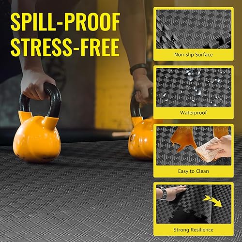 Miniatura 73 de Hulkfit Tapete de ejercicio de rompecabezas con alfombrilla de espuma EVA entrelazadas para el gimnasio en casa, tapetes para piso de garaje