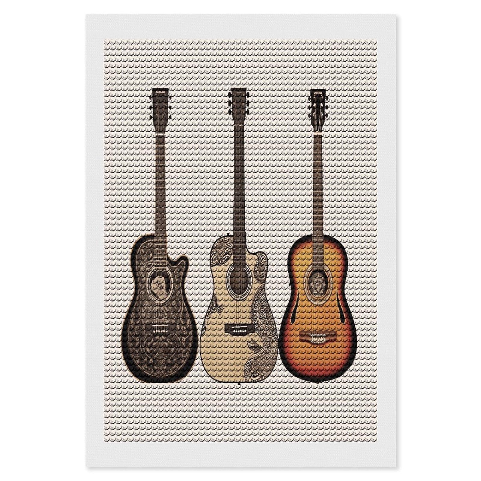 FekiLoot Guitar Diamond Art Kits for Adults Diamond Painting Kits for Beginners DIY Diamond Art Kits Round Full Drill Diamond Dot Gem Painting for Home Wall Decor Gift 8"x12"