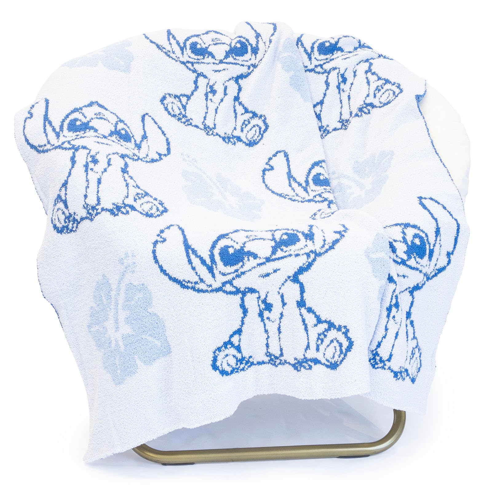 Jay Franco Disney Lilo and Stitch Feather Knit Fluffy Throw Blanket - Blue Floral Fuzzy Blanket Measures 50 x 60 Inch | Super Soft Lightweight Bedding