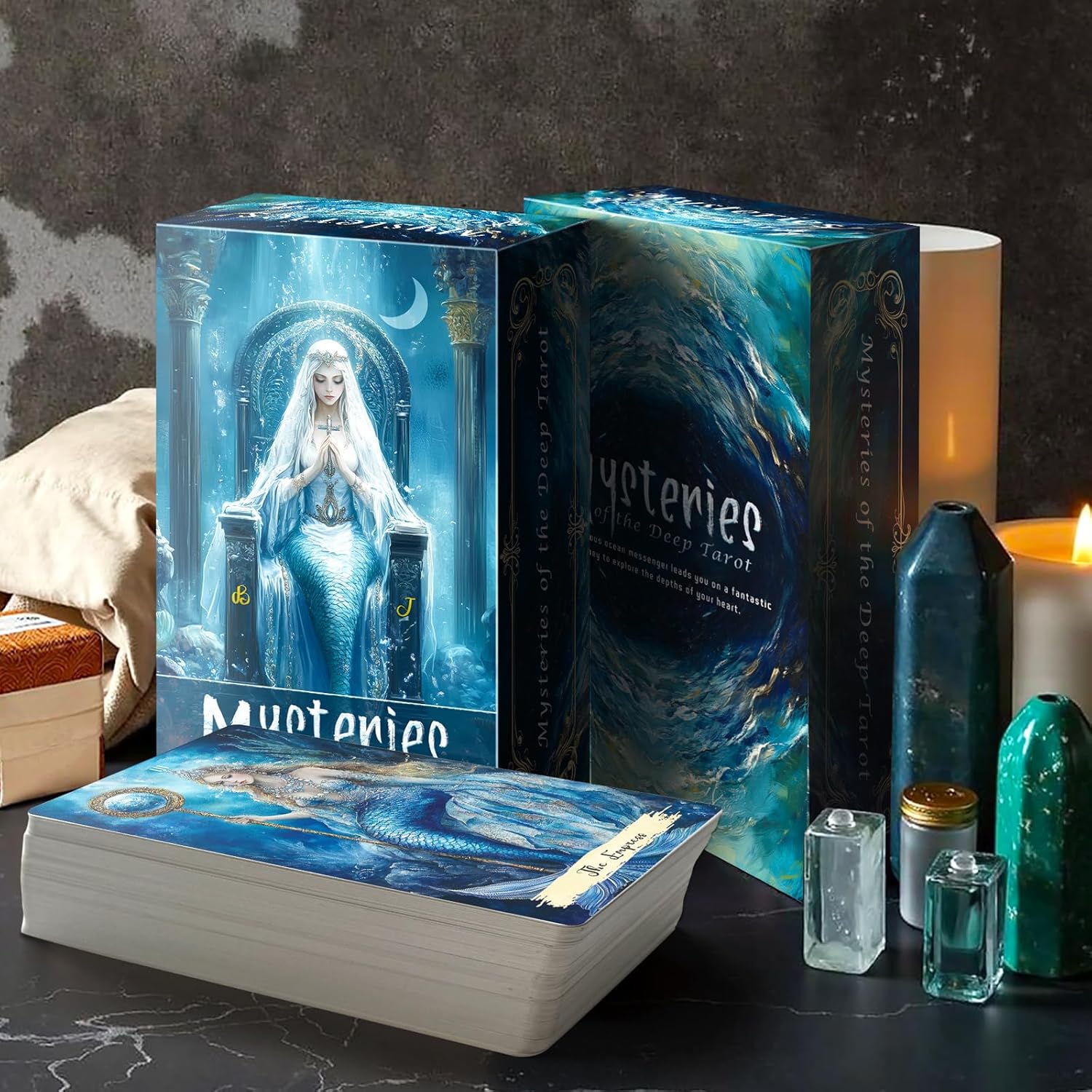 Tarot Cards for Beginners，78-Card Deck ，Tarot Cards with Guide Book，Ocean Style Mermaid Divination Tool， Original and Beautiful Everyday Witch Decks - Image 5